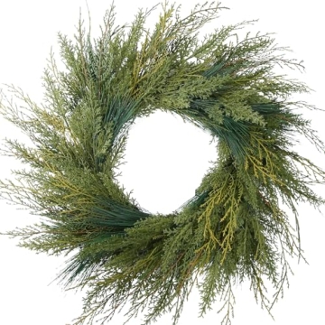 BINFEN 20" Faux Cedar Wreath for Winter Decor