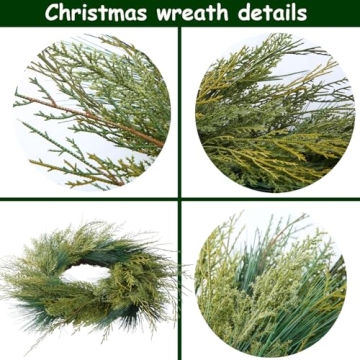 BINFEN 20" Faux Cedar Wreath for Winter Decor