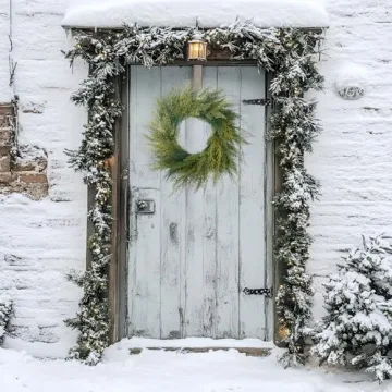 BINFEN 20" Faux Cedar Wreath for Winter Decor