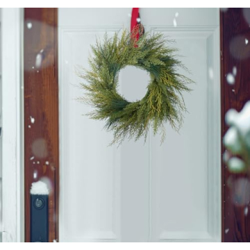 BINFEN 20" Faux Cedar Wreath for Winter Decor