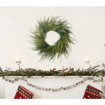 BINFEN 20" Faux Cedar Wreath for Winter Decor