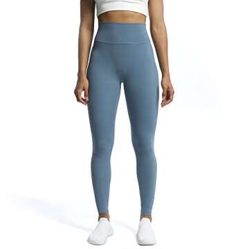 Aoxjox High Waisted Workout Leggings for Women Trinity Yoga Pants 26.5" (Steel Blue, Medium)