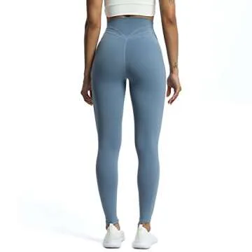 Aoxjox High Waisted Workout Leggings for Women Trinity Yoga Pants 26.5" (Steel Blue, Medium)