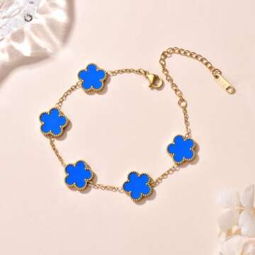 FLY FEI Adjustable Gold-Plated Clover Bracelet for Women