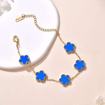 FLY FEI Adjustable Gold-Plated Clover Bracelet for Women