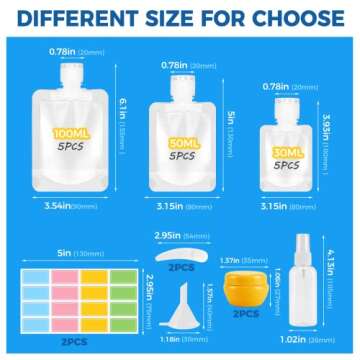 YOGINGO 23 Pcs Travel Toiletries Pouches Set 30ml 50ml 100ml