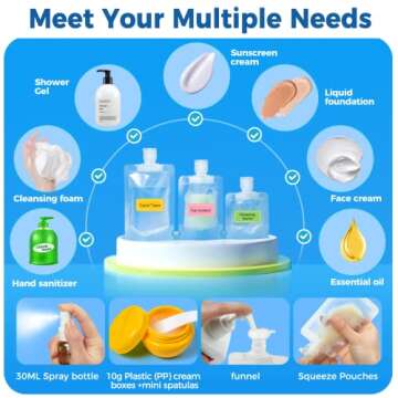 YOGINGO 23 Pcs Travel Toiletries Pouches Set 30ml 50ml 100ml