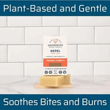 Wondercide - Repel Soap Bar for Kids & Family - Citronella & Geranium - With Natural Essential Oils, Coconut Oil, and Shea Butter - Gentle and Moisturizing - 4oz Bath Bar