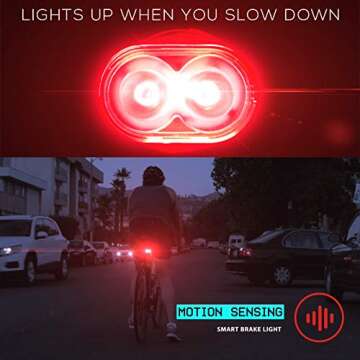 Proton R60 Smart Bike Tail Light Motion Sensing Rear Bicycle Brake Lights Auto On/Off Taillight USB Rechargeable Fit's All Bikes Aero Road Bike Mountain Bike BMX