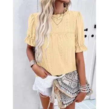 PRETTYGARDEN Women's Summer Blouse with Ruffle Detail