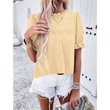 PRETTYGARDEN Women's Summer Blouse with Ruffle Detail