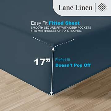 LANE LINEN 100% Egyptian Cotton King Sheets Set (4 Pc) - 1000 Thread Count - Sateen Weave – Luxury Hotel Bedding – Ultra Soft King Size Sheets Set – Bed Sheets with 16” Deep Pocket – Dark Denim