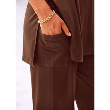 KIRUNDO Lounge Sets for Women 2025 Casual Summer Oversized Short Sleeve Shirts Tops and Wide Leg Pants Sets Maternity Lounge Set(Light Coffee, Small)