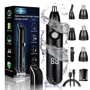 Aiefeya Nose Hair Trimmer for Men, 2024 Professional Painless Eyebrow&Facial&Nose Hair Trimmer for M...