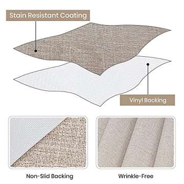 TreeLen Tablecloth for Rectangle Table 54x78 inch Wipeable Waterproof Vinyl Tablecloth for Dining Table Kitchen Outdoor Use Spill-Proof and Easy to Clean Khaqi