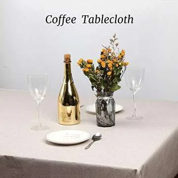 TreeLen Tablecloth for Rectangle Table 54x78 inch Wipeable Waterproof Vinyl Tablecloth for Dining Table Kitchen Outdoor Use Spill-Proof and Easy to Clean Khaqi
