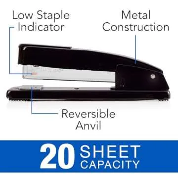 Swingline Commercial Stapler, 20 Sheet Capacity, Jam Free, Metal, Black (44401)