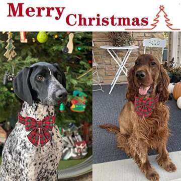 Unique style paws Christmas Dog Collar with Bow Tie Scottish Plaid Puppy Collar for Small Medium Large Dogs as Holiday Autumn Winter Gifts-XS