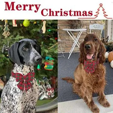 Unique style paws Christmas Dog Collar with Bow Tie Scottish Plaid Puppy Collar for Small Medium Large Dogs as Holiday Autumn Winter Gifts-XS