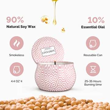 MelodySusie 4 Pack Soy Wax Candles for Home Spa