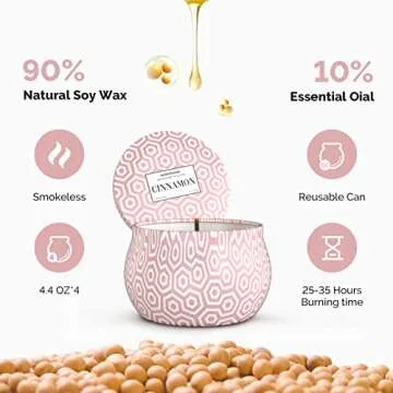 MelodySusie 4 Pack Soy Wax Candles for Home Spa