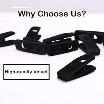 Trgowaul Velvet Hangers Clips, Pants Hangers Velvet Clips, Strong Finger Clips Perfect for Thin Velvet Hangers (40pc, Black)