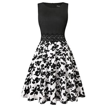 OWIN Vintage Floral A-Line Dress for Elegant Occasions