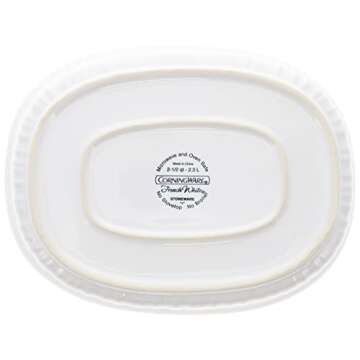 CorningWare French White 1.5 Quart Oval Casserole Bundle: 1.5 Oval with Plastic Lid