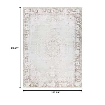 Livabliss x Our PNW Home Rainier Updated Traditional Washable Area Rug, 5'3" x 7'3", Light Gray