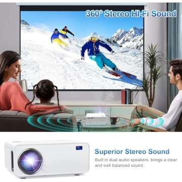 Projector with WiFi Bluetooth 1080P Full HD Outdoor Home