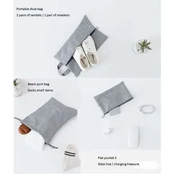 Travel Storage Bag / 7 pcs Set Luggage Organizer Packing Cubes,Compression Pouch （Gray）