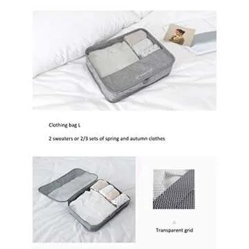 Travel Storage Bag / 7 pcs Set Luggage Organizer Packing Cubes,Compression Pouch （Gray）
