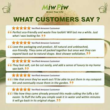 Miw Piw Natural Whole Loofah 3 PCS Exfoliating Body Scrubber Dead Skin Remover Bath Sponge Shower Zero Waste