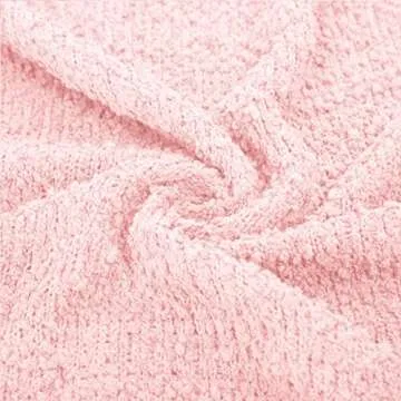 GRACE KARIN Long Cardigan Sweater for Women Fuzzy Chunky Knit Pink Sweater Soft Fleece Popcorn Cardigan Light Pink L