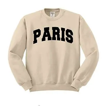TeesAndTankYou Paris College Style Unisex Sweatshirt - Medium Sand