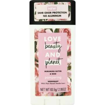 Love Beauty And Planet Deodorant, Murumuru Butter and Rose, 2.95 Oz