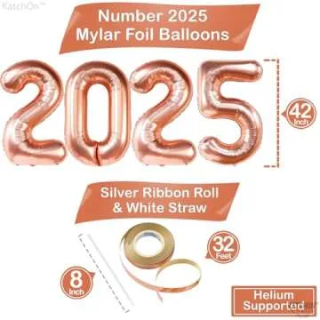 KatchOn 40 Inch Rose Gold 2025 Balloons for Graduation Decorations 2025