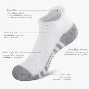 Felicigeely Ankle Athletic Running Socks Low Cut Sports Socks Breathable Cushioned Tab Socks for Men Women 6 Pairs