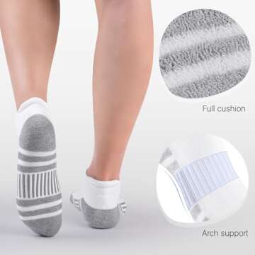 Felicigeely Ankle Athletic Running Socks Low Cut Sports Socks Breathable Cushioned Tab Socks for Men Women 6 Pairs