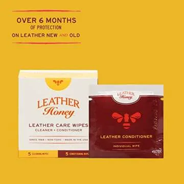 Leather Honey Leather Care Wipe Kit: Clean & Restore On-The-Go. Use for Leather Couches, Car Seats, ...