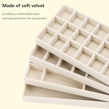 AIRZSNRY Jewelry Organizer Trays for Drawers, Stackable Jewelry Storage Trays for Women, Velvet Draw...