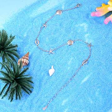 BEILIN 925 Sterling Silver Seabeach Conch Starfish Anklet for Women (8.6 with 2 inches)