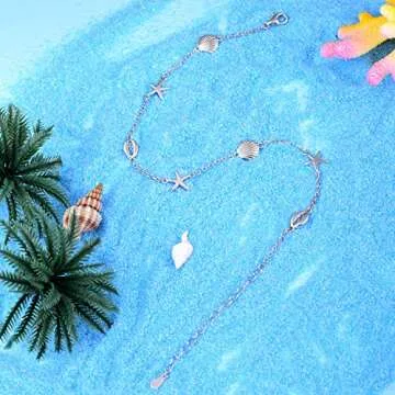 BEILIN 925 Sterling Silver Seabeach Conch Starfish Anklet for Women (8.6 with 2 inches)