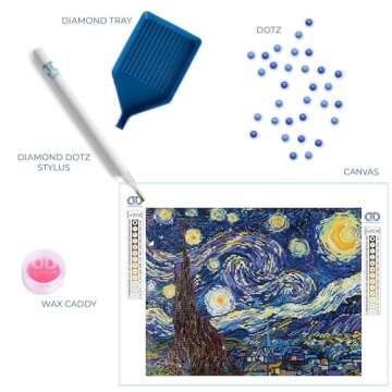 DIAMOND DOTZ Starry Night (Van Gogh) Diamond Painting Kits for Adults - Diamond Art Kits a Relaxing Creative Craft Kit with Dotz Gems 16x20