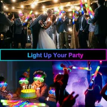 SHQDD 248 PCS Glow Party Supplies,New Year Party Favors 24PCS Foam Glow Sticks, 24PCS LED Glasses an...
