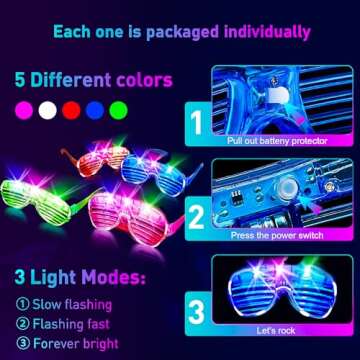 SHQDD 248 PCS Glow Party Supplies,New Year Party Favors 24PCS Foam Glow Sticks, 24PCS LED Glasses and 200PCS Glow Sticks Bracelets, Neon Party Favors for Glow Party, Wedding,Concert,Raves and Birthday