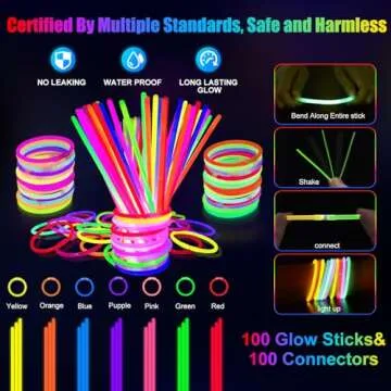 SHQDD 248 PCS Glow Party Supplies,New Year Party Favors 24PCS Foam Glow Sticks, 24PCS LED Glasses and 200PCS Glow Sticks Bracelets, Neon Party Favors for Glow Party, Wedding,Concert,Raves and Birthday