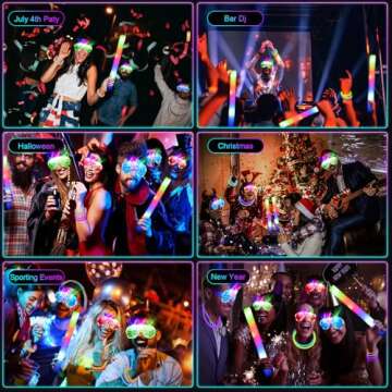 SHQDD 248 PCS Glow Party Supplies,New Year Party Favors 24PCS Foam Glow Sticks, 24PCS LED Glasses and 200PCS Glow Sticks Bracelets, Neon Party Favors for Glow Party, Wedding,Concert,Raves and Birthday