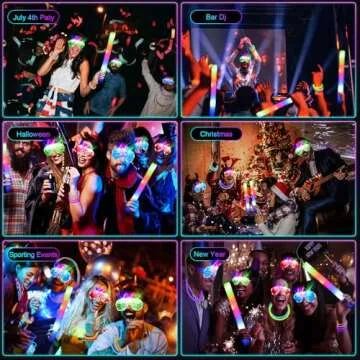 SHQDD 248 PCS Glow Party Supplies,New Year Party Favors 24PCS Foam Glow Sticks, 24PCS LED Glasses and 200PCS Glow Sticks Bracelets, Neon Party Favors for Glow Party, Wedding,Concert,Raves and Birthday