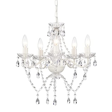 Antique House White Chandelier - Crystal 5 Light Elegance for Girls' Rooms